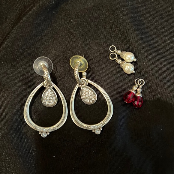 Brighton Jewelry - Brighton reversible earrings with extra Pearl and red stones